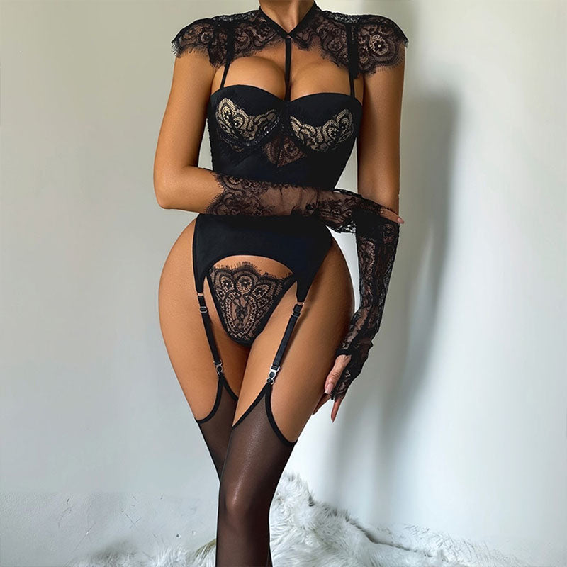 Hollow-Out Lace Sculpting Lingerie Set