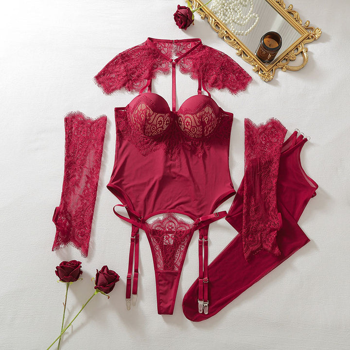 Hollow-Out Lace Sculpting Lingerie Set