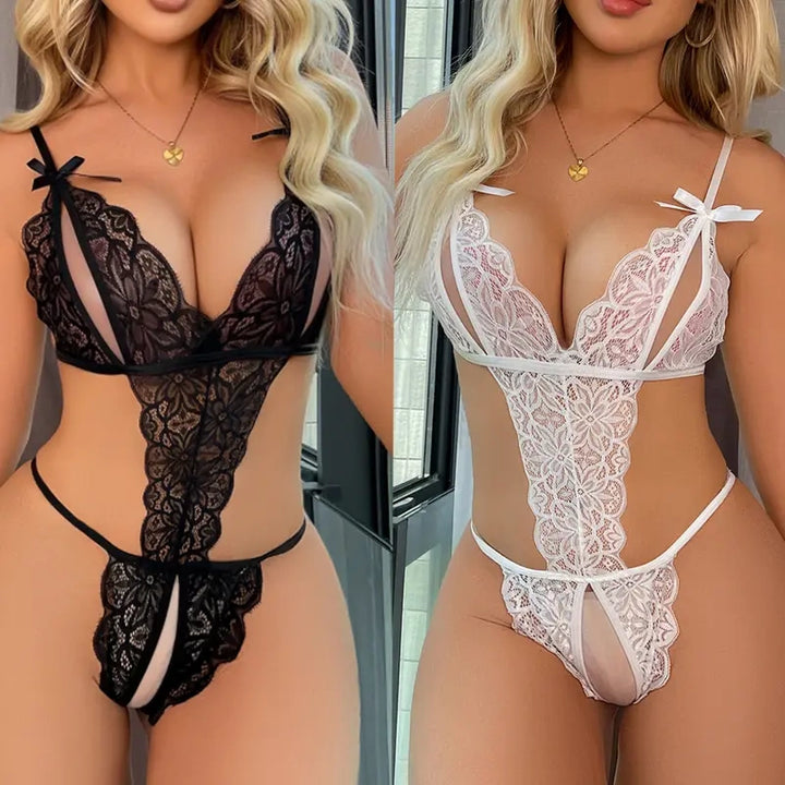 Deep V Lace Cut-Out Teddy