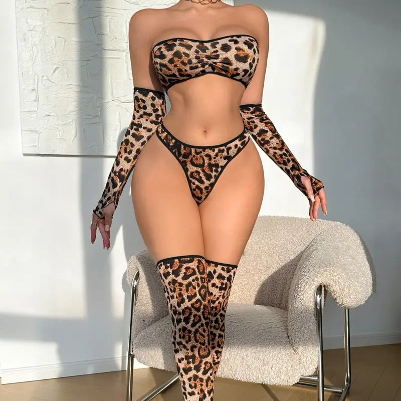 Leopard Print Four-Piece Set