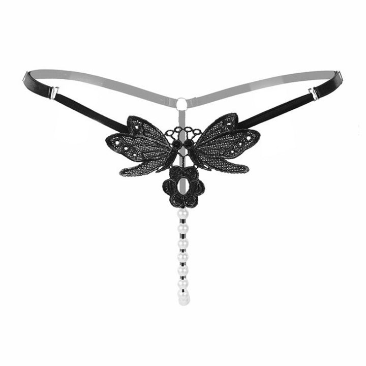 Black Butterfly Pearl Thong