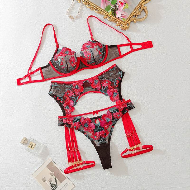 Floral Embroidery Sexy Lingerie Set