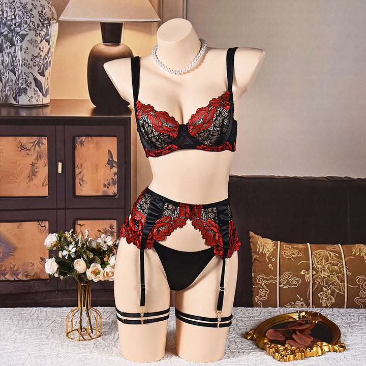 Sexy patchwork lace lingerie set
