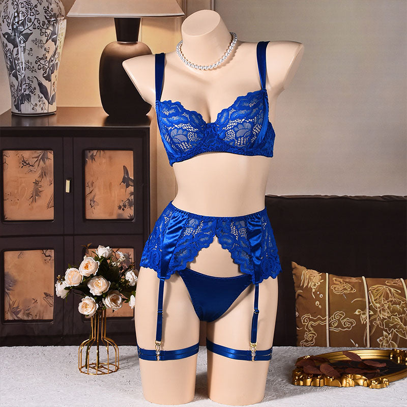 Sexy patchwork lace lingerie set