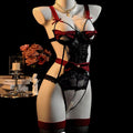 🎀Elegant Lace Pearl Chain Garter Lingerie Set