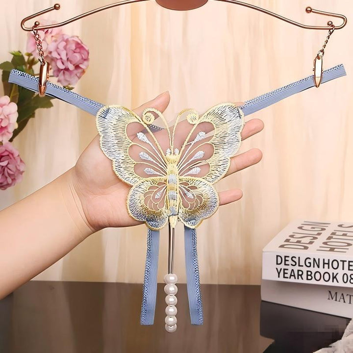 Butterfly Pearl Embroidered Thong