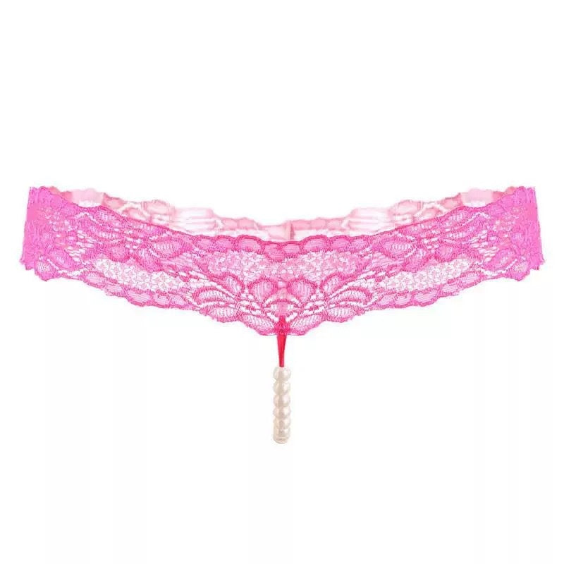 Pink Lace Pearl Thong