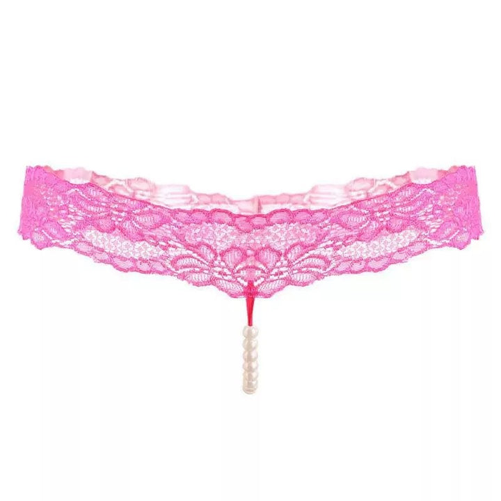 Pink Lace Pearl Thong