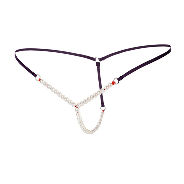 Black Pearl Chain Thong