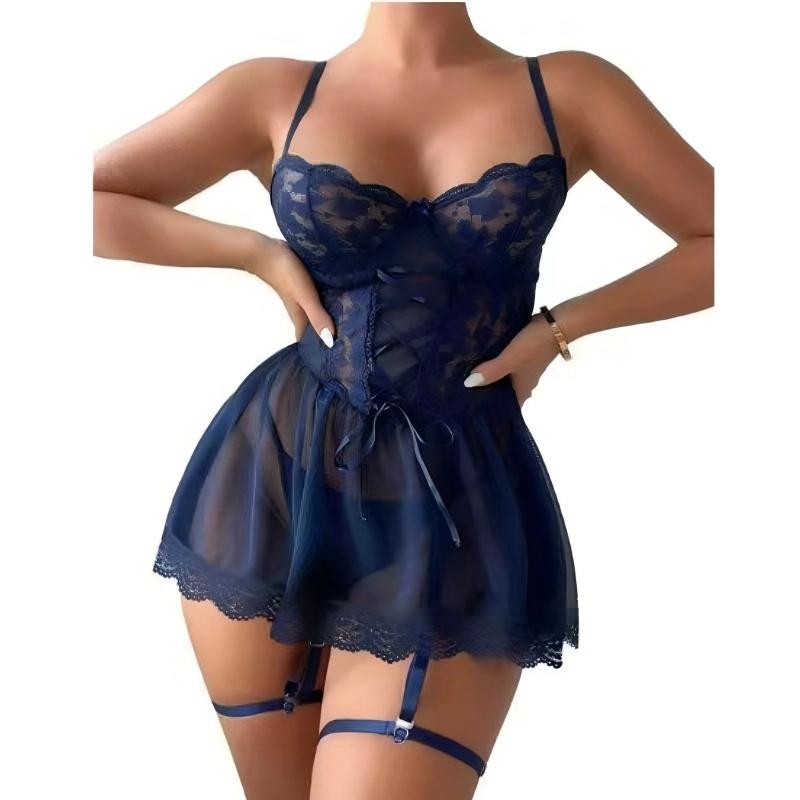 Lace-Up Corset Babydoll