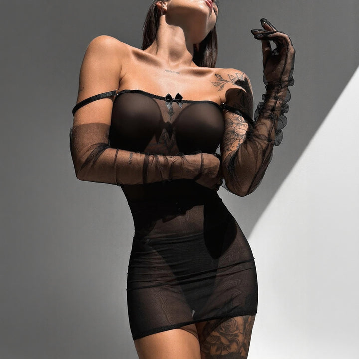 Hot Black Mesh Strappy Caged Bodysuit
