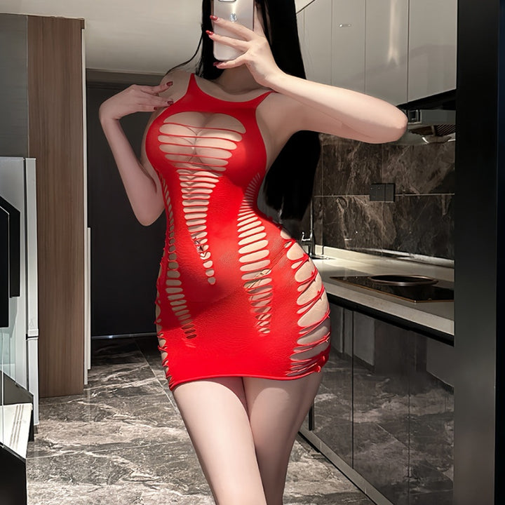 Sexy Cut Out Mesh Mini Dress