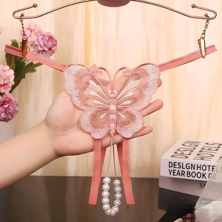 Butterfly Pearl Embroidered Thong