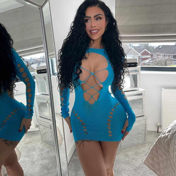 Cut-Out Long Sleeve Mini Dress