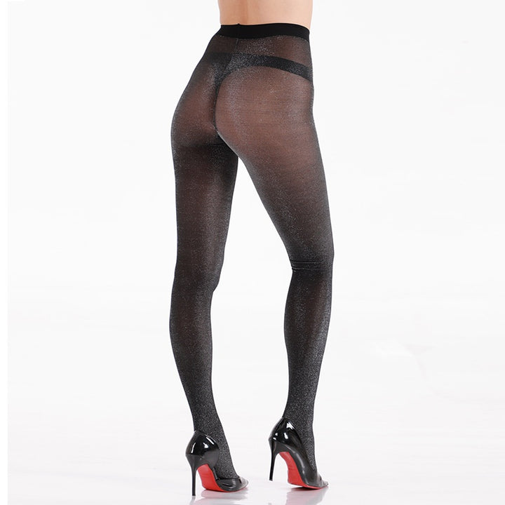 Black Glitter Sparkle Sheer Pantyhose