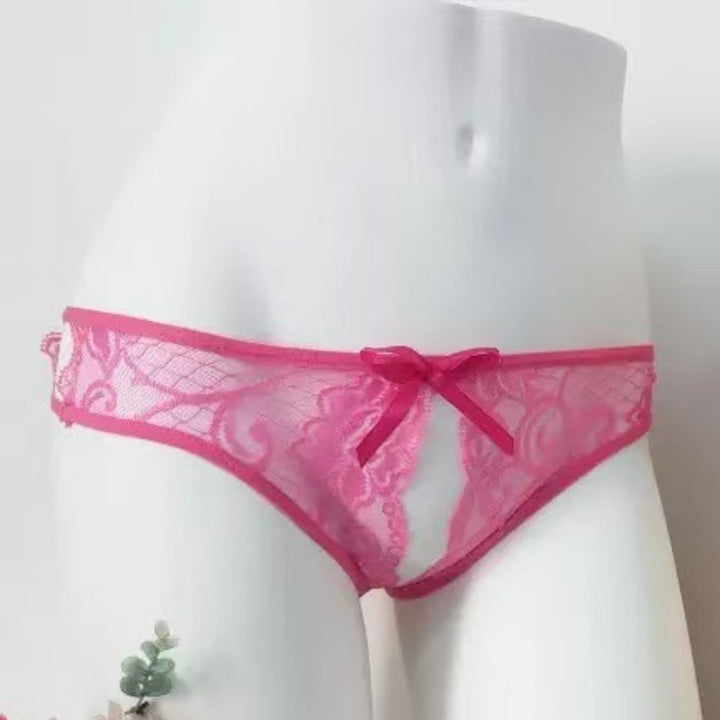 White Lace Open Crotch Thong