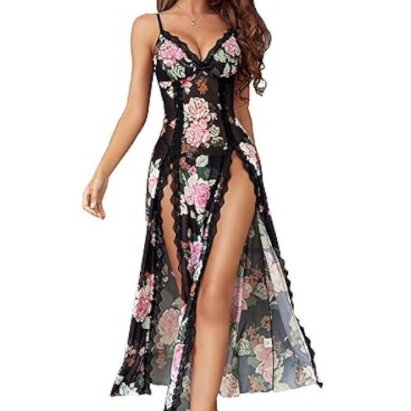 Sheer Lace Long Slip Dress