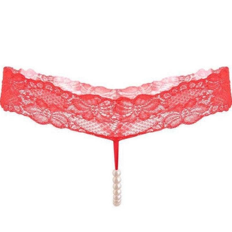 Pink Lace Pearl Thong