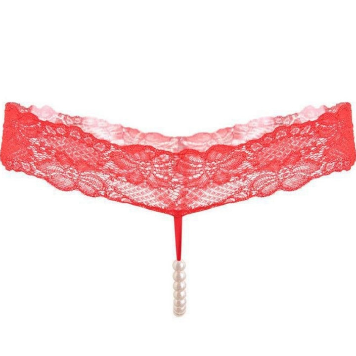 Pink Lace Pearl Thong