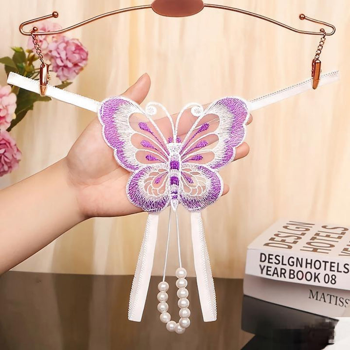 Butterfly Pearl Embroidered Thong