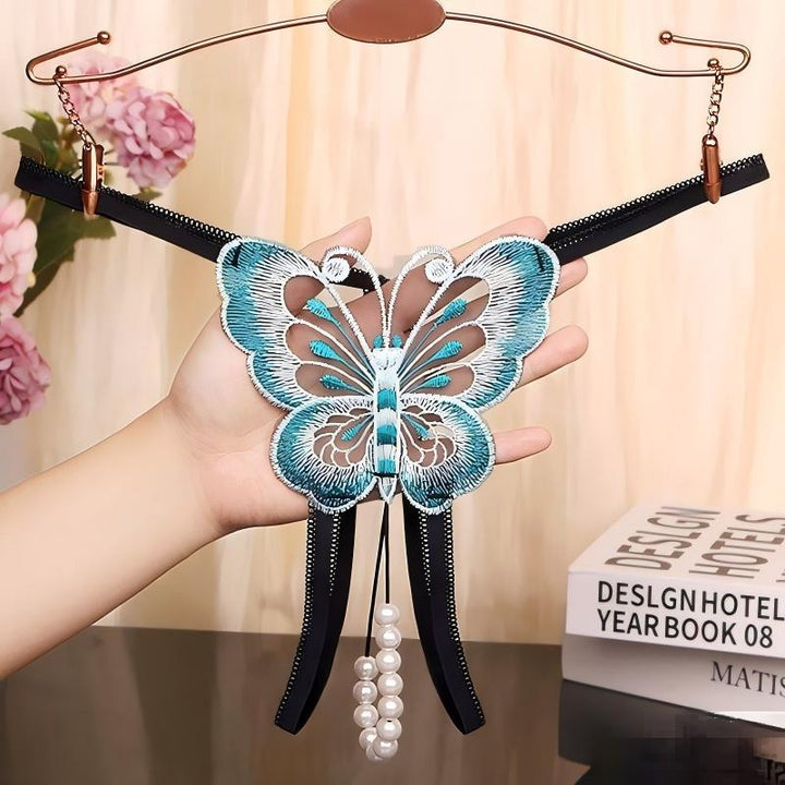 Butterfly Pearl Embroidered Thong