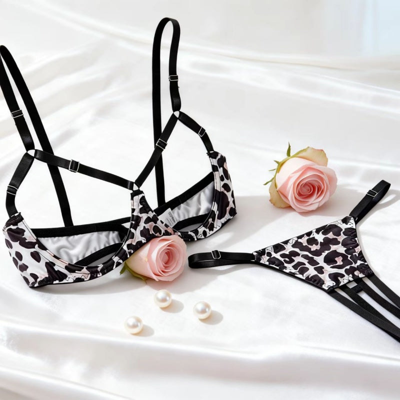 Leopard Open-Cup Bra &amp; Thong Set