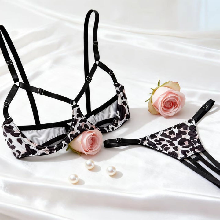 Leopard Open-Cup Bra &amp; Thong Set