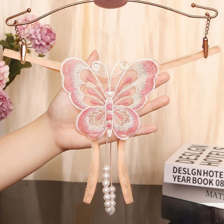 Butterfly Pearl Embroidered Thong