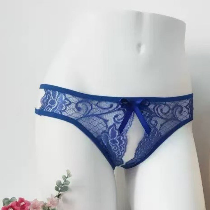 White Lace Open Crotch Thong