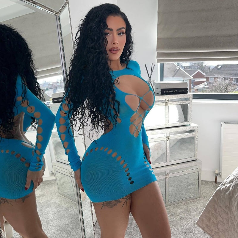 Cut-Out Long Sleeve Mini Dress