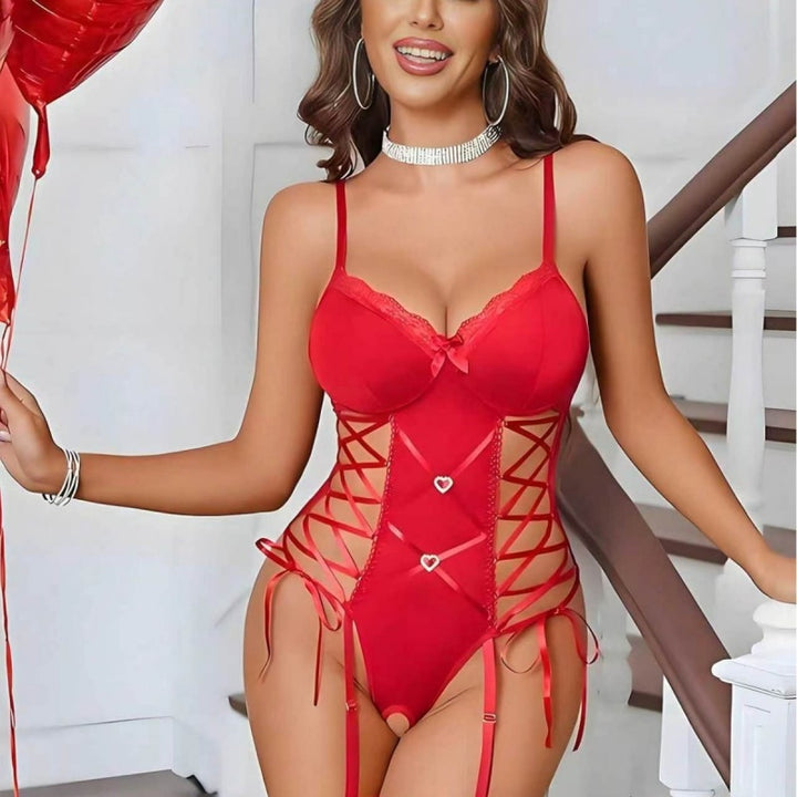 Lace-Up Corset Bodysuit