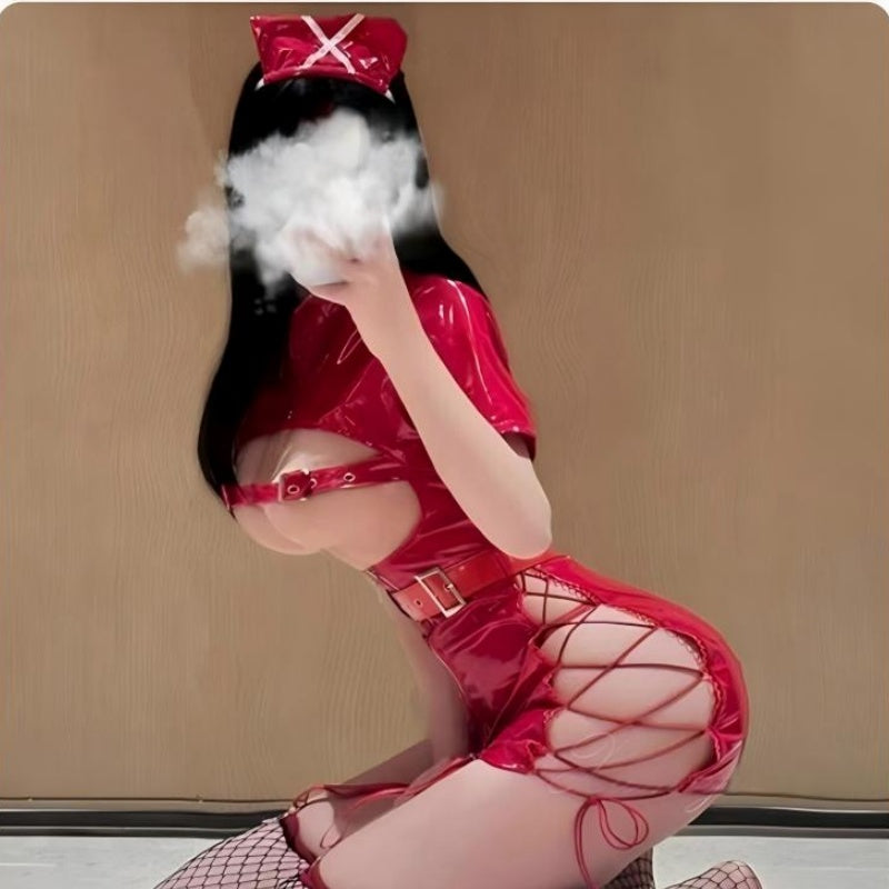 💗Sexy Shiny PVC Nurse Costume