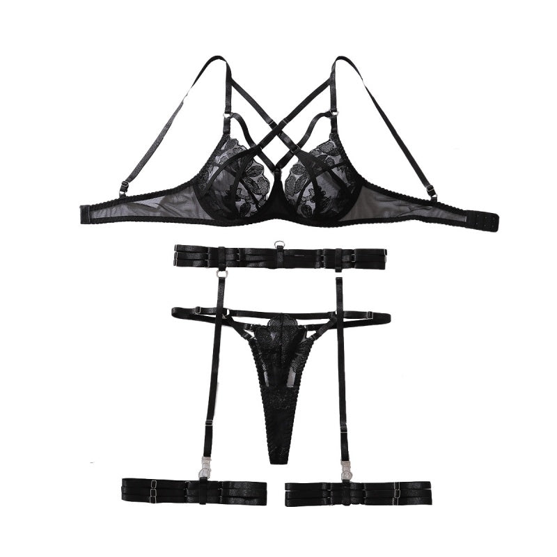 Sexy  Lace Strappy Harness Garter Lingerie Set
