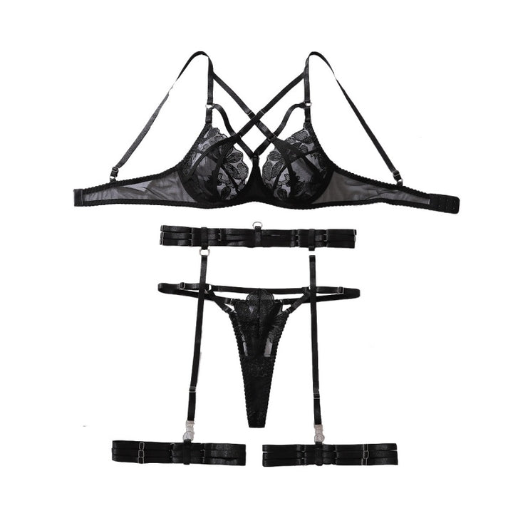 Sexy  Lace Strappy Harness Garter Lingerie Set