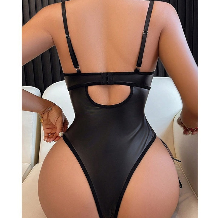 Leather Lace Corset Bodysuit