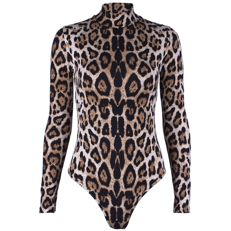 Wild Leopard Print Long Sleeve  Bodysuit