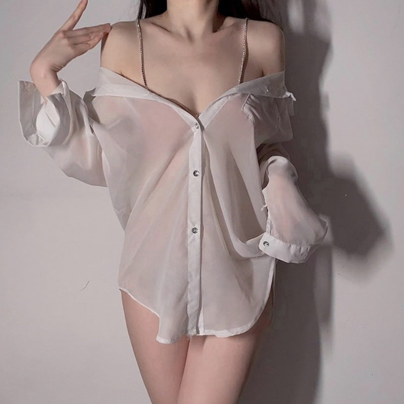 Black Sheer Off-Shoulder Bodysuit